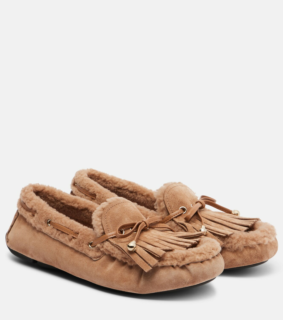 Jimmy Choo Manon F shearling-lined suede boat shoes Jimmy Choo