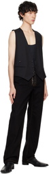 Ludovic de Saint Sernin Black Straight Legs Lace Up Jeans