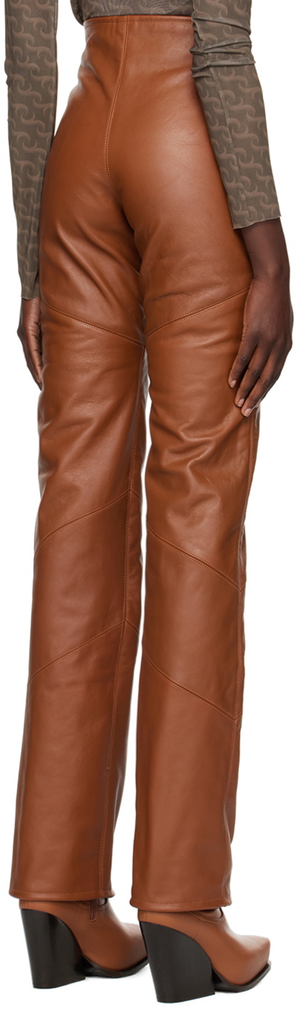 Jade Cropper Brown Zip Vent Leather Pants