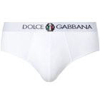 DOLCE & GABBANA - Embroidered Stretch-Cotton Jersey Briefs - White