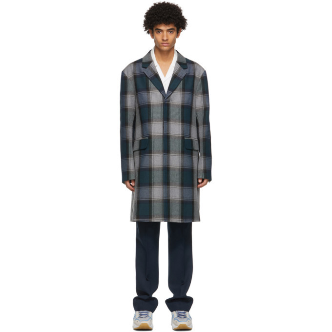 Photo: Acne Studios Navy and Grey Wool Blend Coat