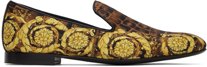 Photo: Versace Brown Baroccodile Loafers