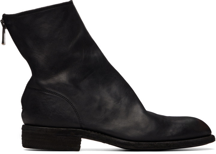 Photo: Guidi Black 986 Leather Back Zip Ankle Boots
