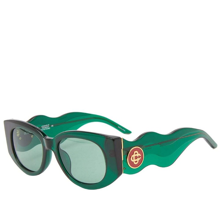 Photo: Casablanca Men's Wave Sunglasses in Dark Green/Gold