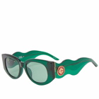 Casablanca Men's Wave Sunglasses in Dark Green/Gold