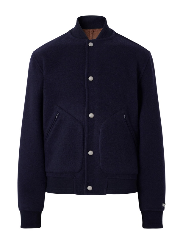 Photo: Canali - Reversible Cashmere and Silk-Blend Felt Bomber Jacket - Blue