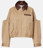 Sacai Leather-trimmed cotton blouson jacket
