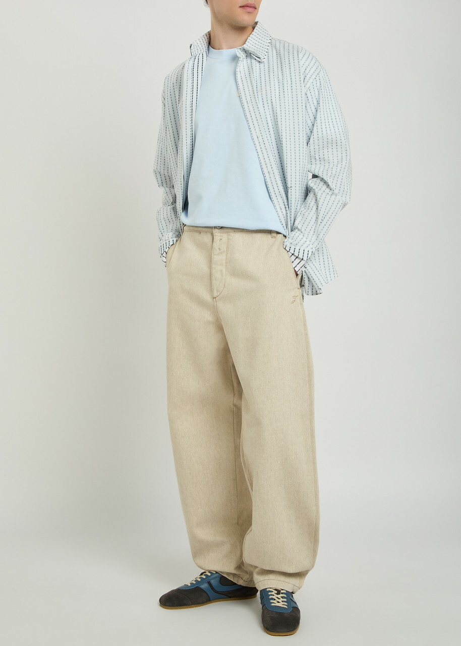 Jacquemus Le De-nimes Paysan Wide-leg Cotton-blend Trousers Beige