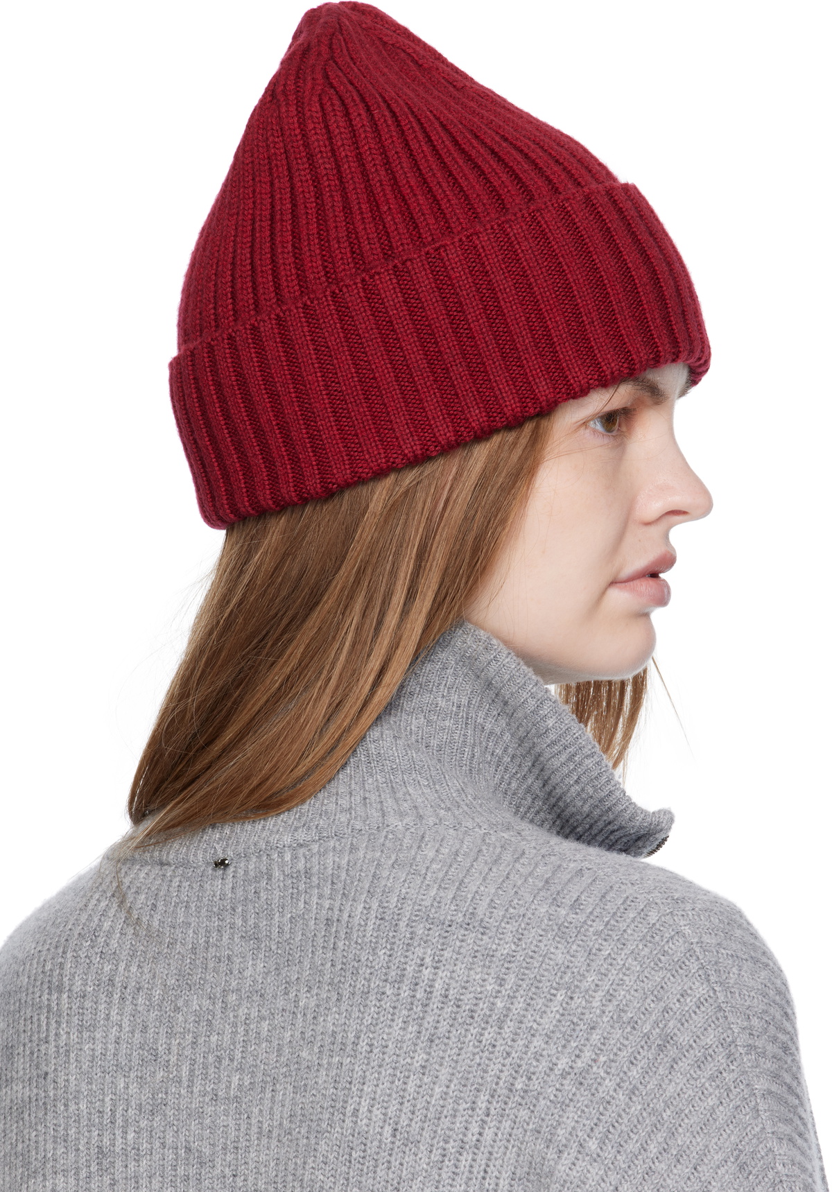 Ruslan Baginskiy Burgundy Monogram-Embroidered Wool Beanie