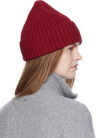 Ruslan Baginskiy Burgundy Monogram-Embroidered Wool Beanie