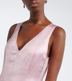 Jacques Wei Feather-trimmed satin gown