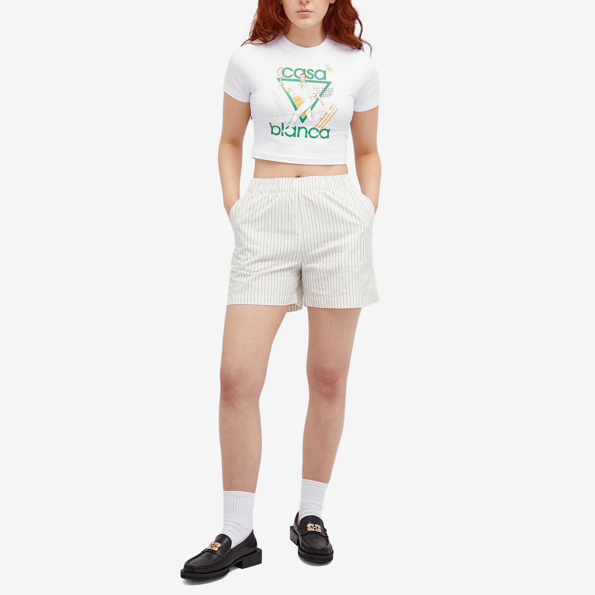 Casablanca Women's Le' Jeu Printed Baby T-Shirt in White
