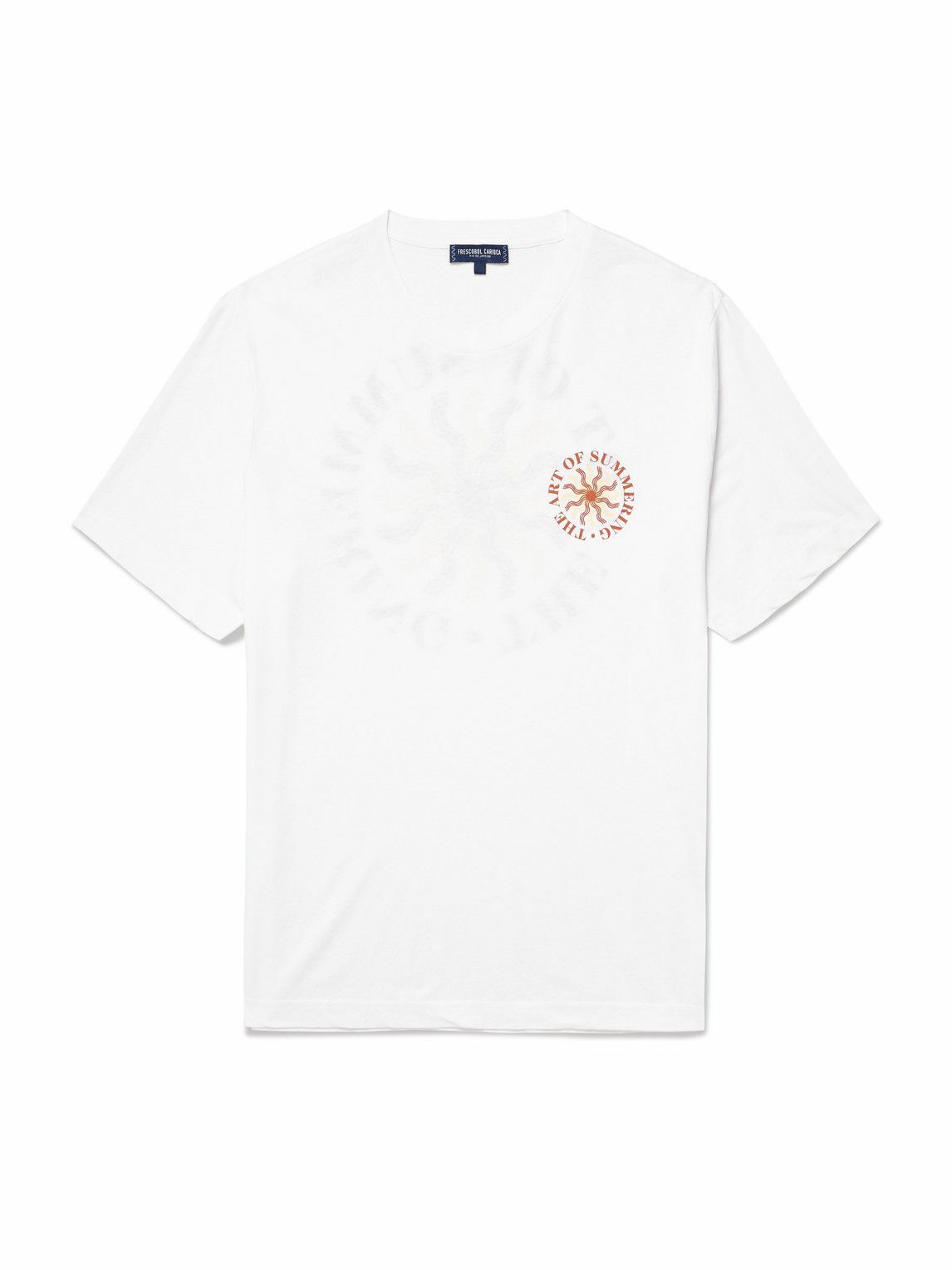 Frescobol Carioca - Dinis Clube de Praia Printed Cotton and Linen-Blend Jersey T-Shirt - White