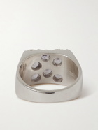 Bleue Burnham - Rose Garden Recycled Sterling Silver Sapphire Signet Ring - Silver