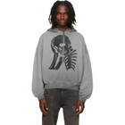 Palm Angels Gray Skull Zipped Loose Hoodie