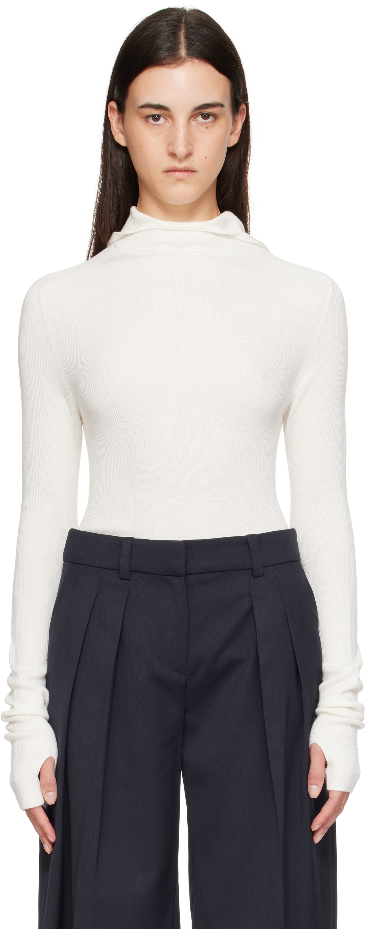 The Frankie Shop Off-White Danae Knit Hoodie