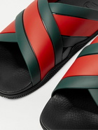 GUCCI - Striped Rubber Slides - Red