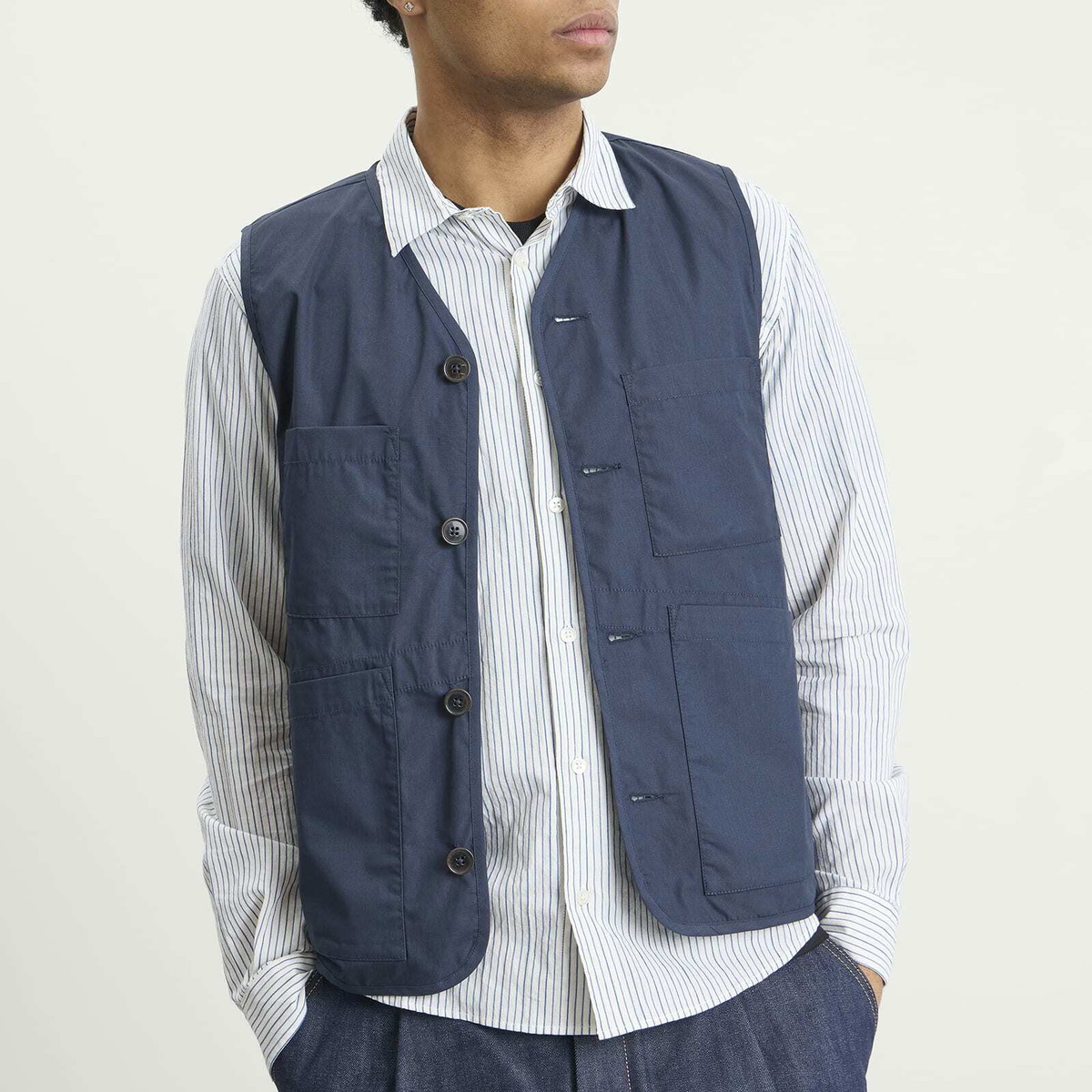 Universal Works Men's Recycled Poly Tech City Waistcoat in Navy
