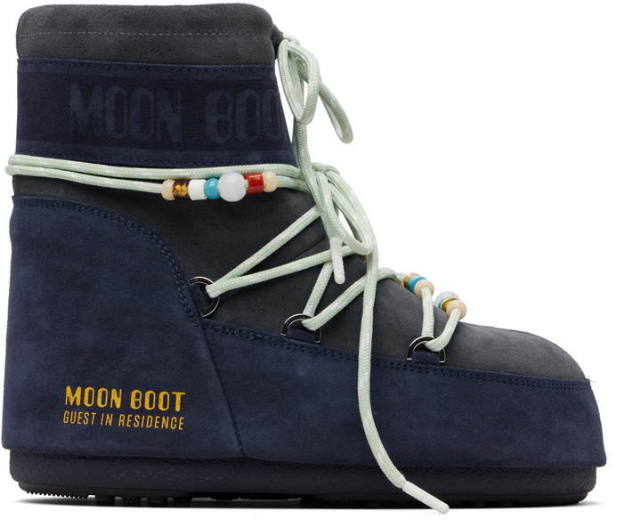 Photo: Guest in Residence Gray & Navy Moon Boot Edition Icon Low Beaded Suede Boots
