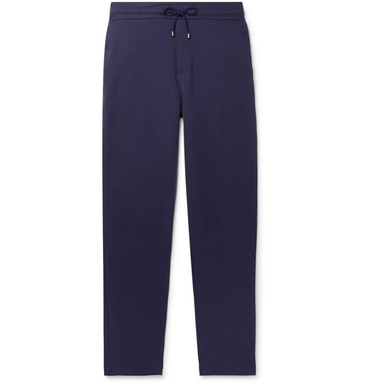 Photo: Zimmerli - Slim-Fit Tapered Stretch Cotton and Modal-Blend Jersey Sweatpants - Blue