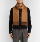 Johnstons of Elgin - Fringed Checked Cashmere Scarf - Brown