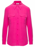 Equipment slim Signature Fuchsia Long Sleeve Shirt With Pockets In Silk Woman