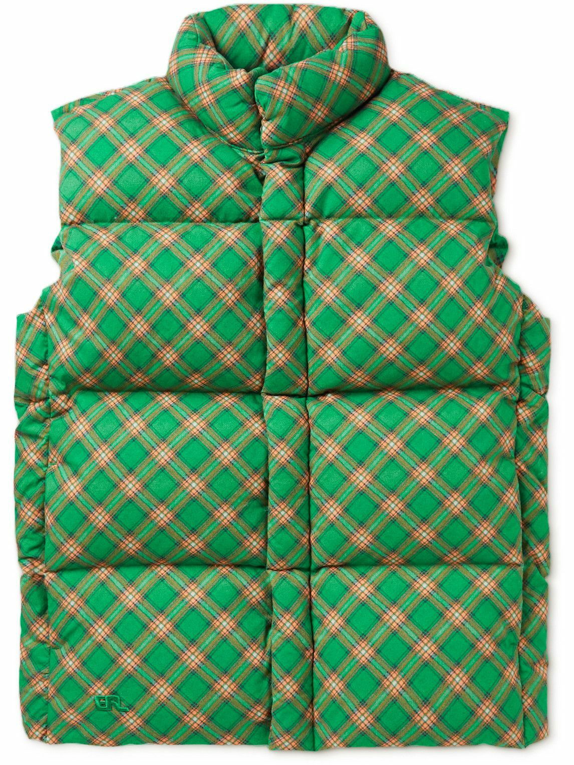 ERL - Checked Quilted Cotton-Jacquard Down Gilet - Green ERL
