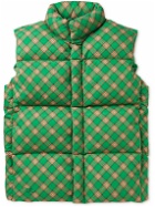 ERL - Checked Quilted Cotton-Jacquard Down Gilet - Green