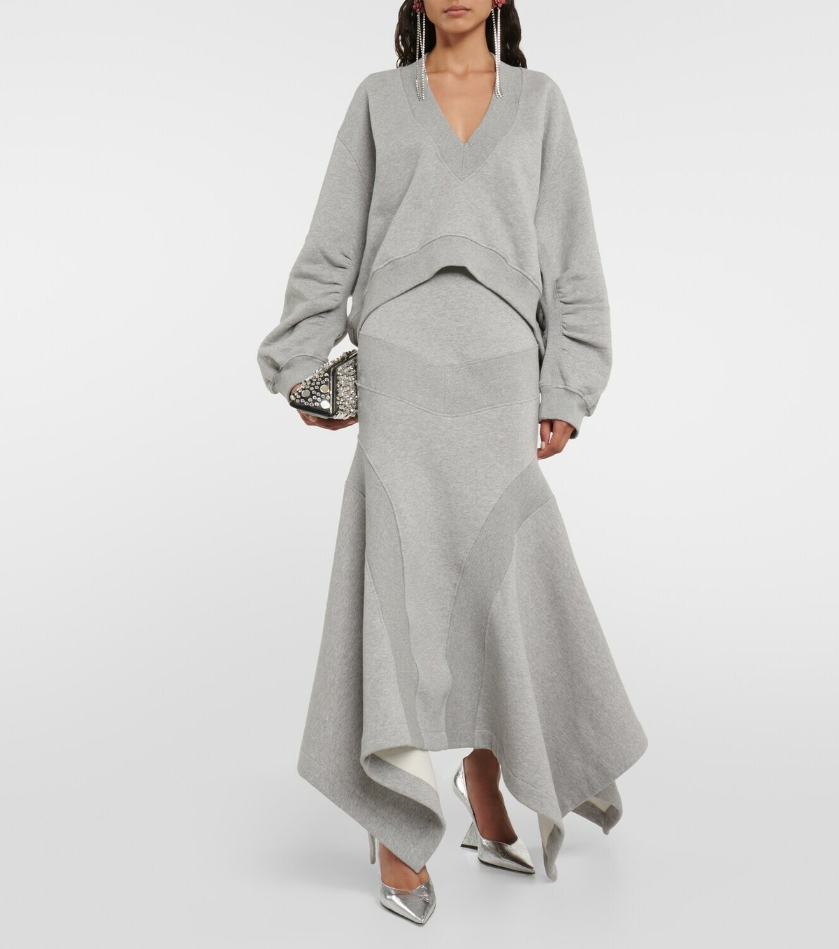 The Attico Cotton jersey asymmetrical maxi skirt The Attico
