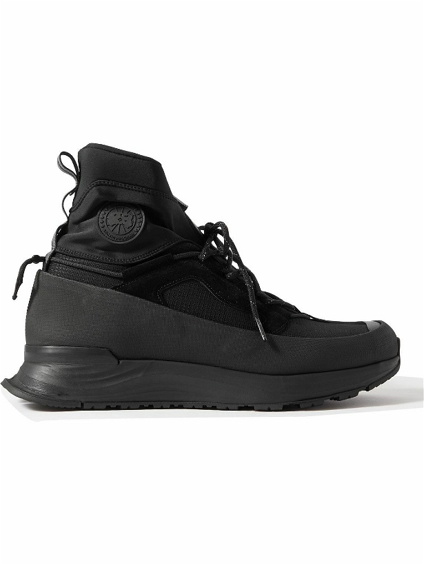 Photo: Canada Goose - Glacier Trial Jersey, Suede and Leather-Trimmed Ripstop High-Top Hiking Sneakers - Black