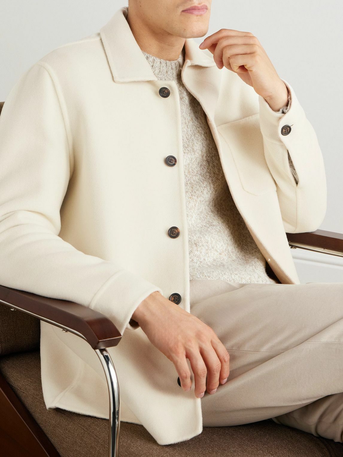 Eleventy - Slim-Fit Wool, Cashmere and Silk-Blend Overshirt - Neutrals