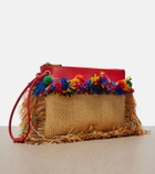Dolce&Gabbana Fringed woven leather-trimmed pouch