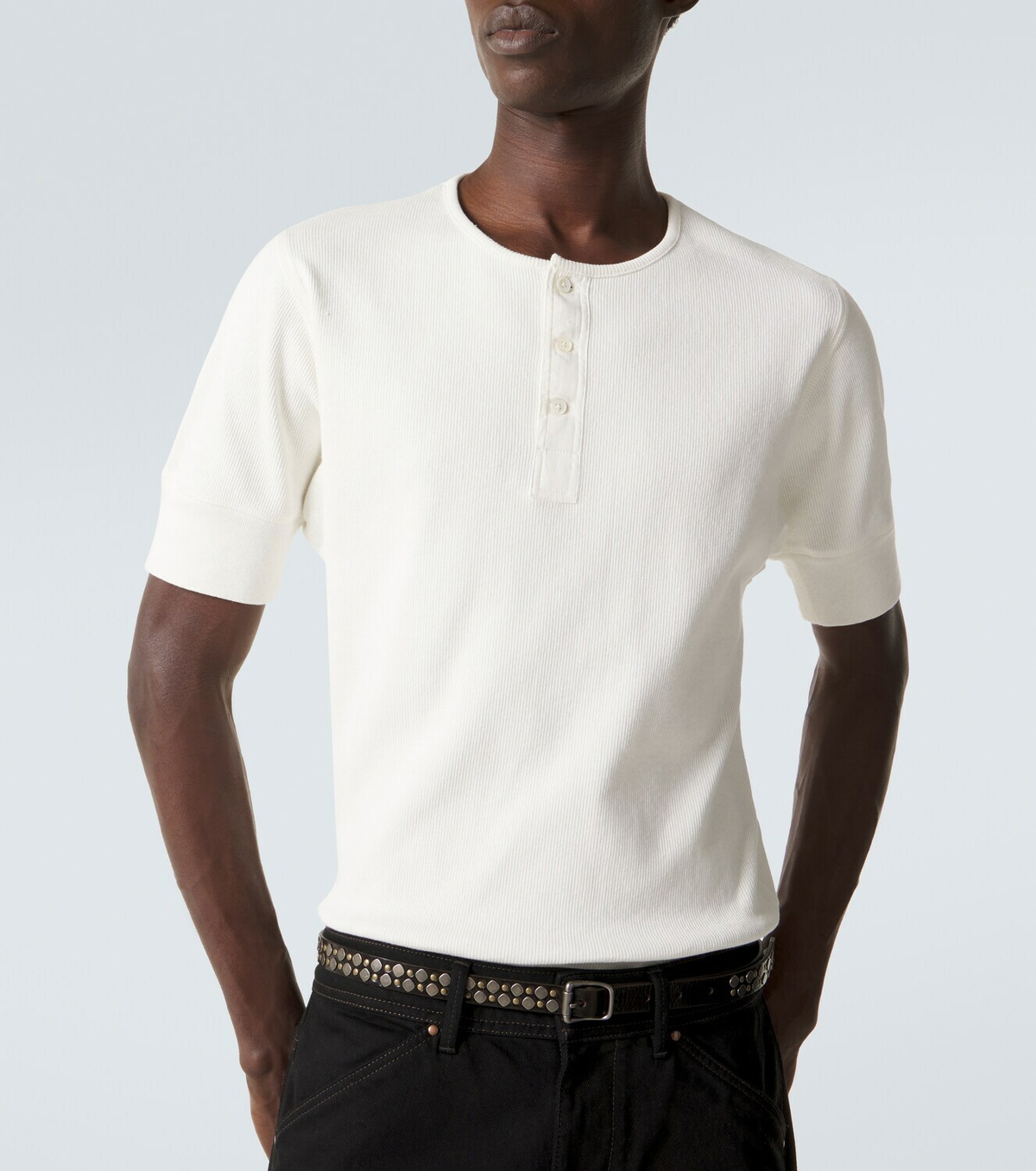 Lemaire Cotton and linen jersey Henley shirt