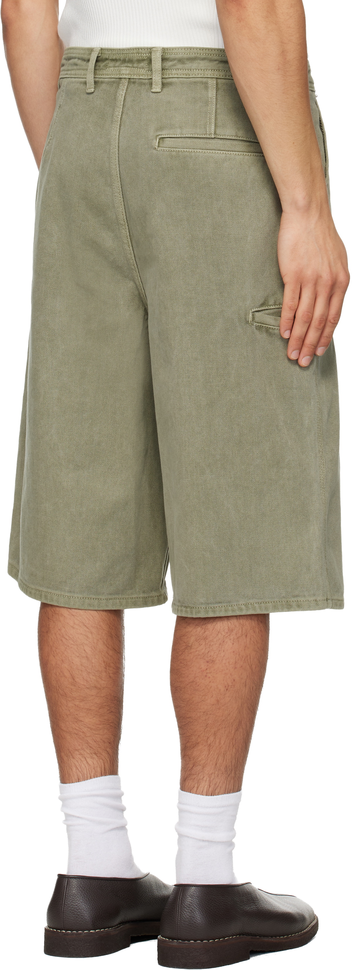 LE17SEPTEMBRE Green Garment-Dyed Denim Shorts