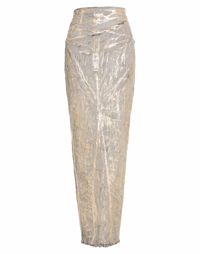 Photo: Rick Owens Womens Maxi skirt in Gold