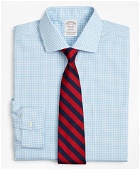 Brooks Brothers Men's Stretch Soho Extra-Slim-Fit Dress Shirt, Non-Iron Poplin English Collar Gingham | Light Blue