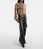 7 For All Mankind Snake-print tie-neck blouse