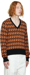 AMI Alexandre Mattiussi Black & Orange Jacquard Sweater