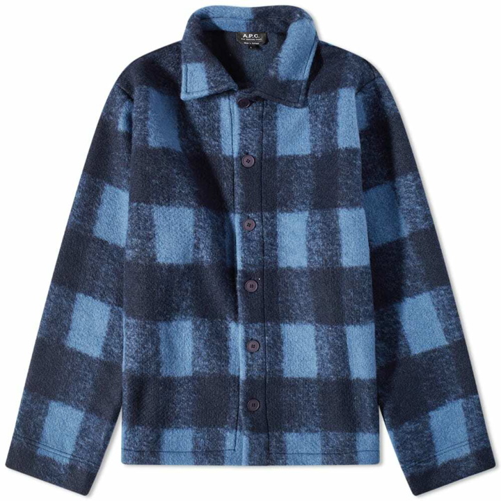 Photo: A.P.C. Men's A.P.C Craig Check Wool Jacket in Blue