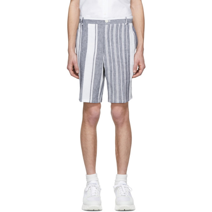 Photo: Thom Browne White and Navy Unconstructed Shorts