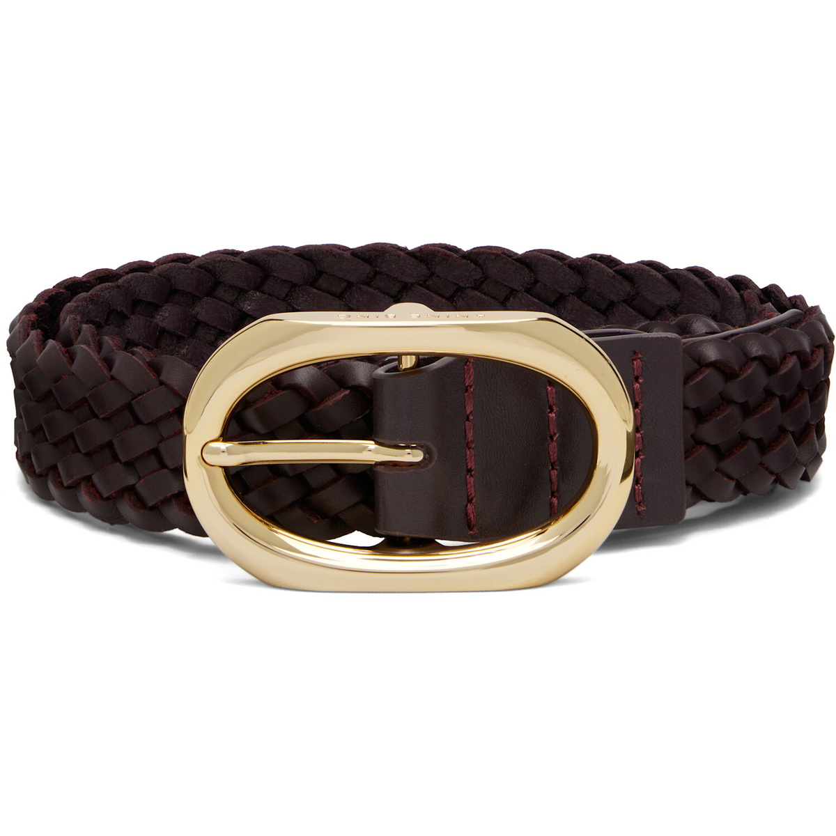 ANINE BING Brown Signature Link Braided Belt