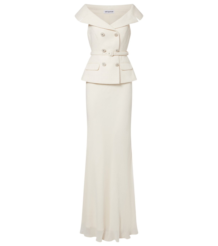 white christmas dresses Self-Portrait - Yellow Metallic Chiffon Maxi Dress