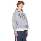Balenciaga Gray 'CEO' Team Logo Small Fit Zip-Up Hoodie