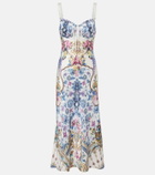 Camilla Embellished printed silk satin midi dress