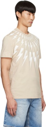 Neil Barrett Beige Fair Isle Thunderbolt T-Shirt