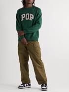 Pop Trading Company - Arch Logo-Appliquéd Ribbed Cotton Sweater - Green
