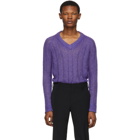 Prada Purple Knit V-Neck Sweater