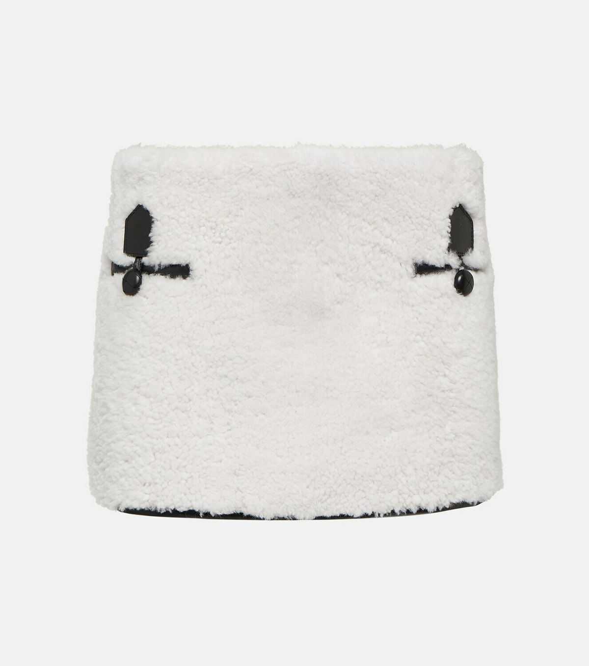 Blancha Leather-trimmed shearling miniskirt