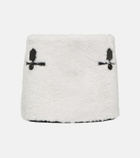 Blancha Leather-trimmed shearling miniskirt