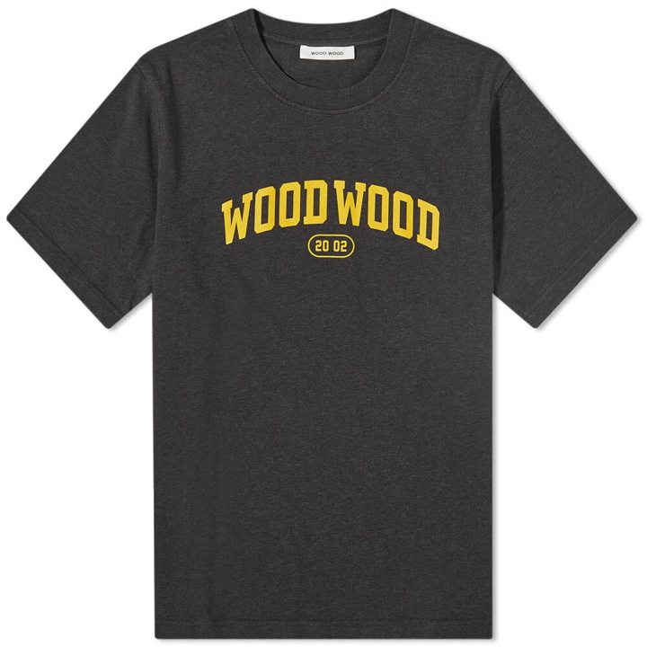 Photo: Wood Wood Men's Bobby Arch Logo T-Shirt in Charcoal Melange